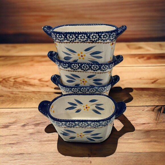 Temptations by Tara Old World Blue SET of 4 Ramekin Small Mini Dip - Picture 4 of 10